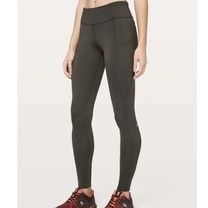 LULULEMON 6 Fast Free Full Length Tight Mid rise 28” Dark Olive Green Leggings